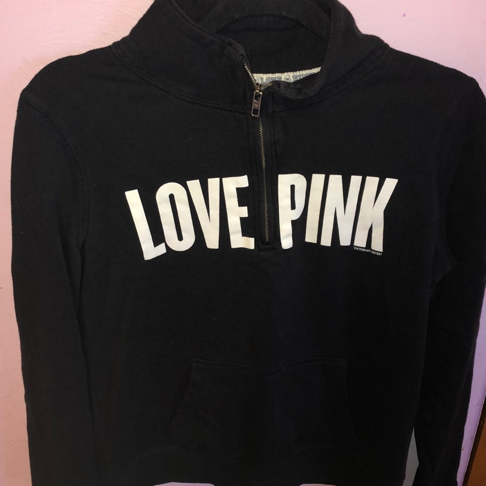 Victoria’s Secret Black Love Pink Half Zip Hoodie